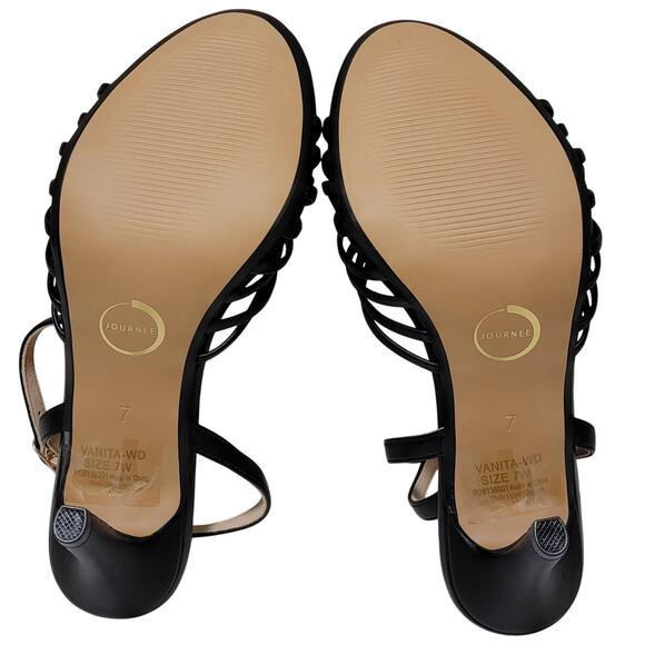 Journee Collection Women Vanita Stiletto Ankle Strap Sandals Size US 7W Black - Picture 6 of 7